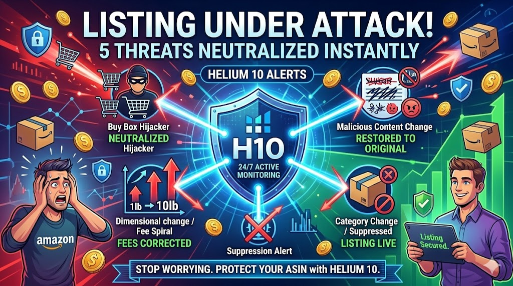 Listing Under Attack! The 5 Threats Helium 10 Alerts Neutralizes instantly