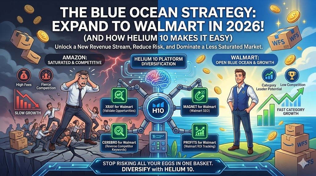 The Blue Ocean Strategy: Why 2026 is the Year to Expand to Walmart (And How Helium 10 Makes it Easy)